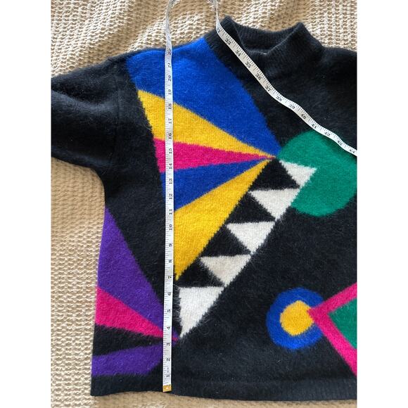 Vintage Angora Lambs Wool Geometric 80s Sweater Rafella Medium - Picture 5 of 6